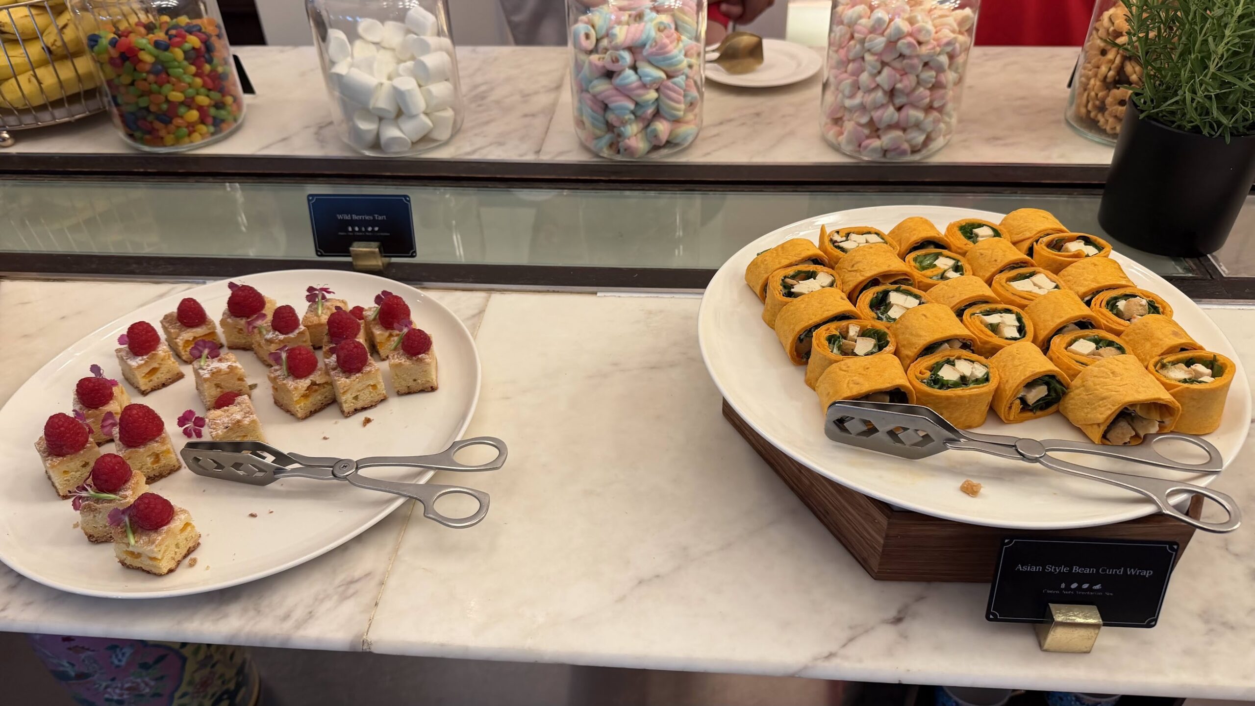 Frasers House Executive Lounge Wild Berries Tart and bean curd wrap
