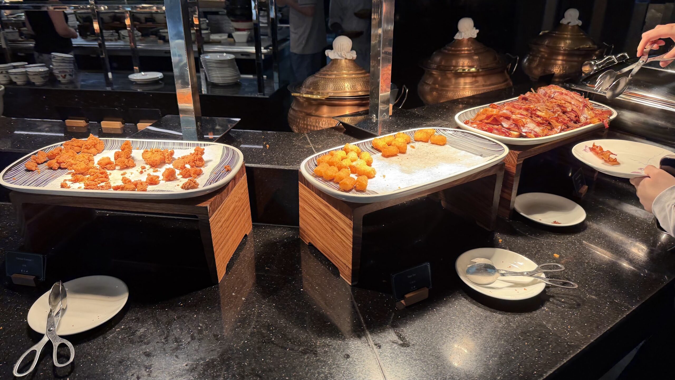 Frasers House The Breakfast Room hot buffet with bacon